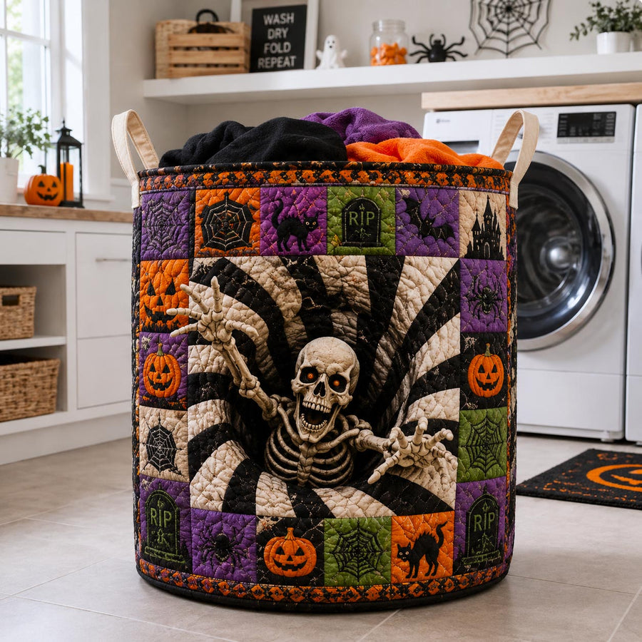 Skeleton Vortex Portal | Quilted Laundry Basket