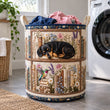 Teckel qui lit en ayant sommeil | Panier à linge matelassé