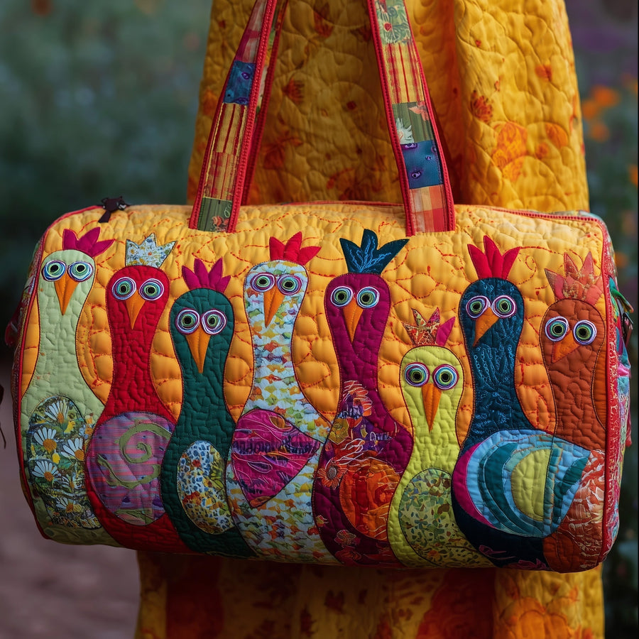 Chicken Whimsy | Quilted Duffle Bag