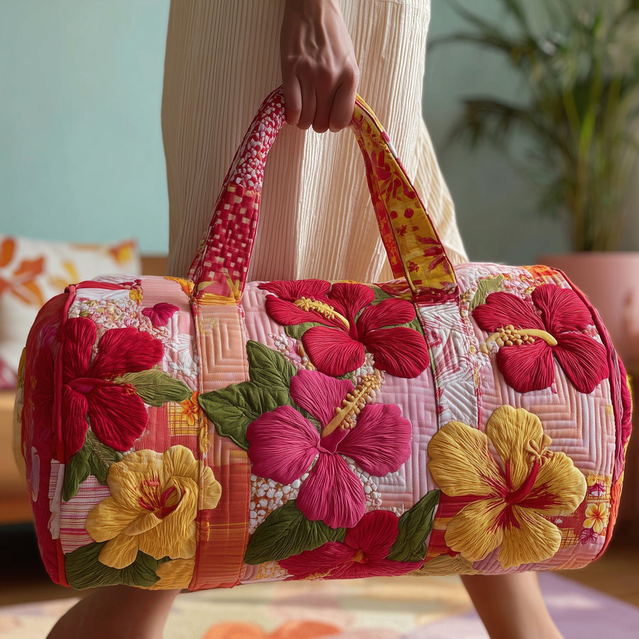Summertime Hibiscus | Quilted Duffle Bag