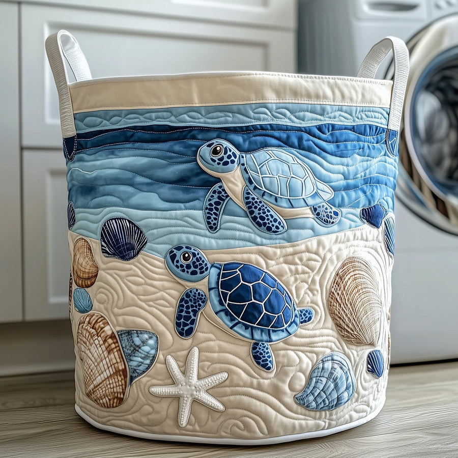 Ocean Turtle | Quilted Laundry Basket