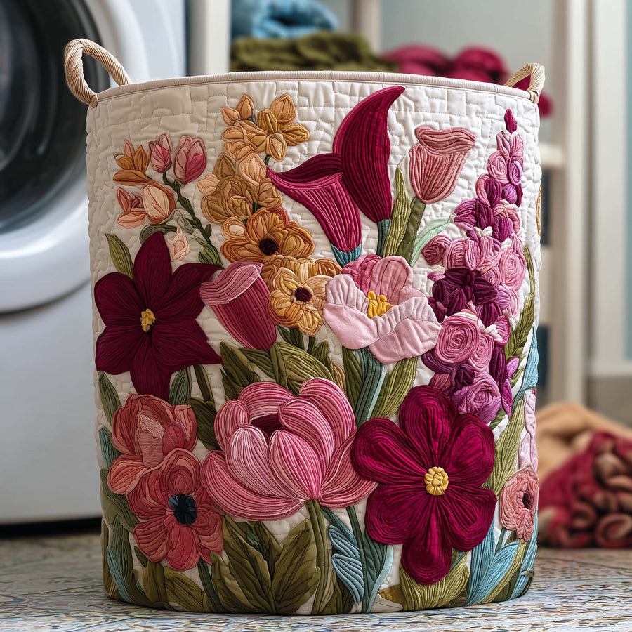 Floral Bloom | Quilted Laundry Basket