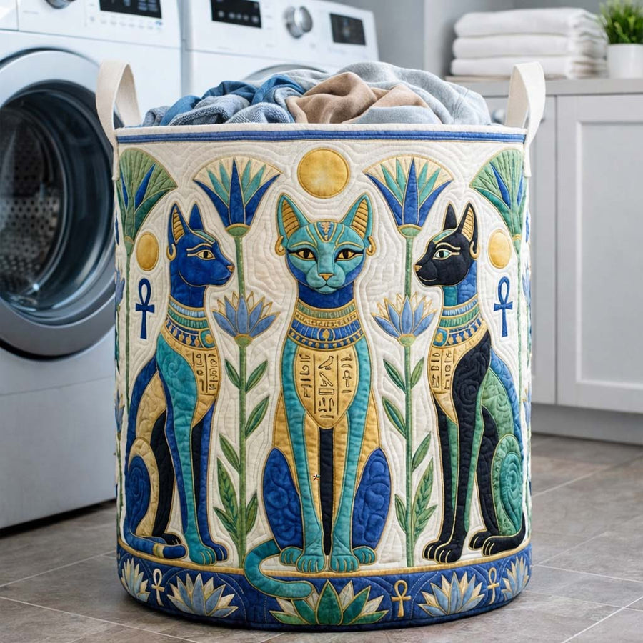 Cheeky Cat | Quilted Laundry Basket