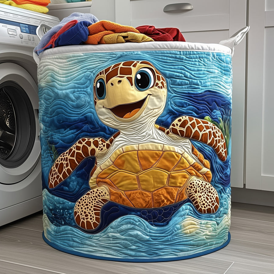 Océan Tortue | Panier à linge matelassé