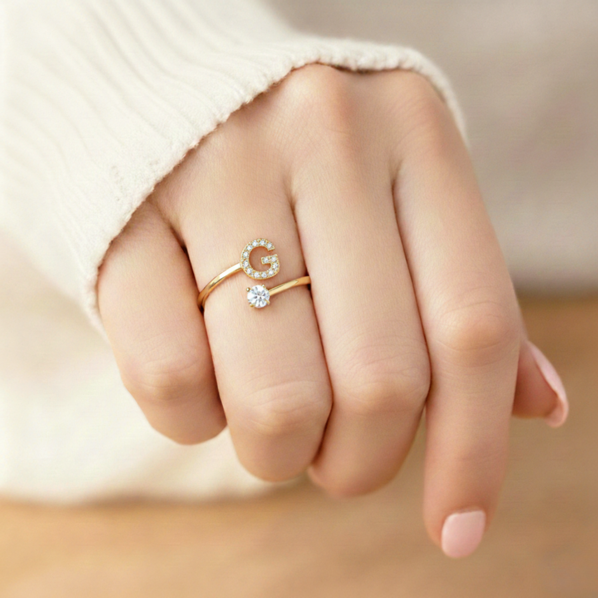 Diamond Initial Ring