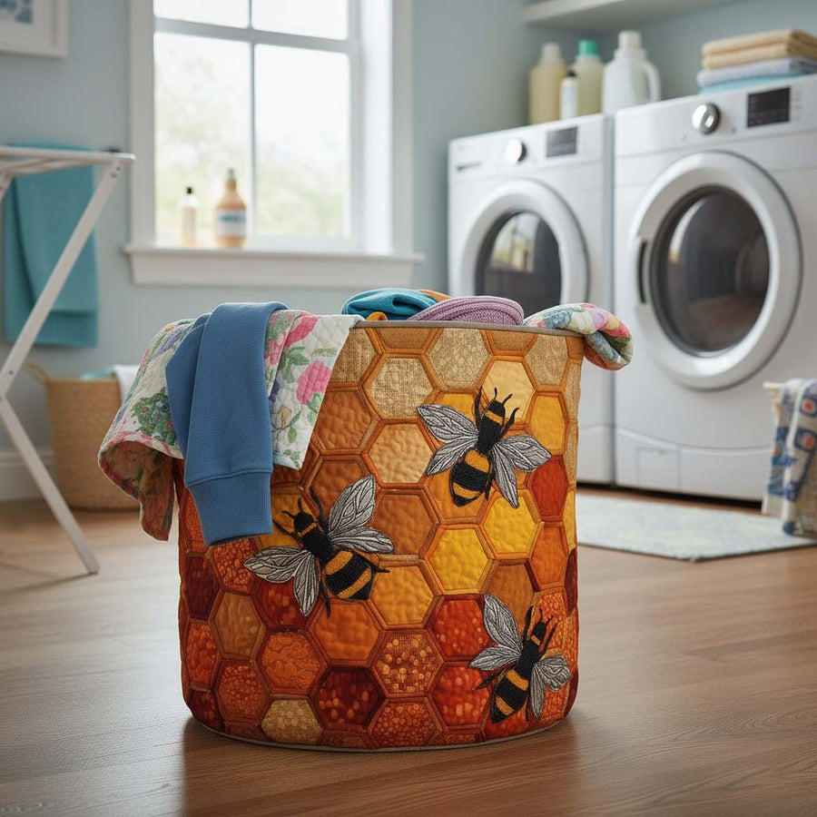 Golden Buzz | Quilted Laundry Basket