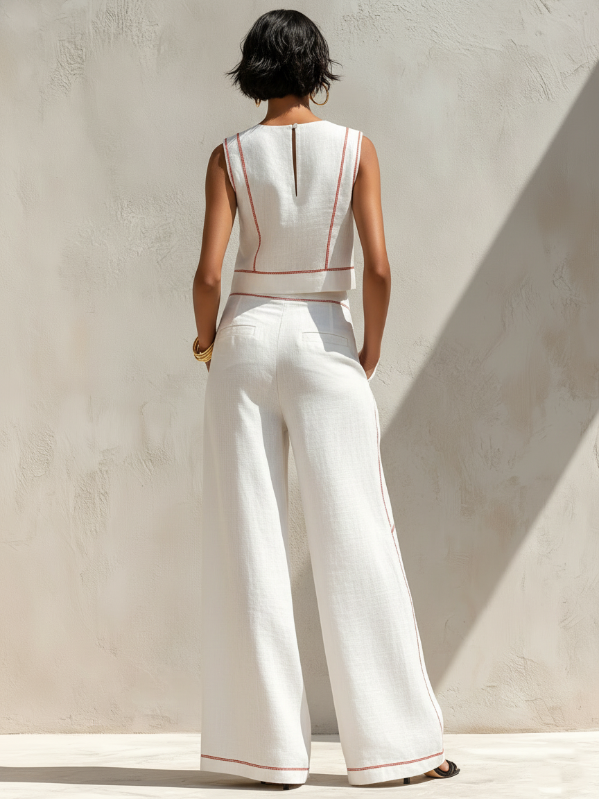 Margot | Contrast-Stitch Two-Piece Set