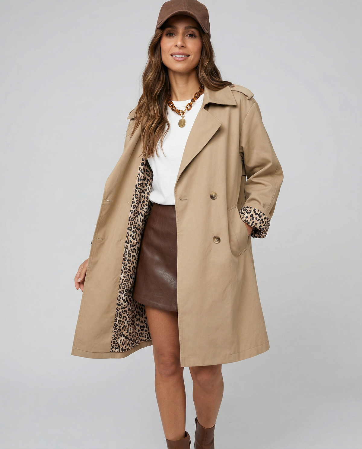 Harlow | Leopard-Lined Trench Coat