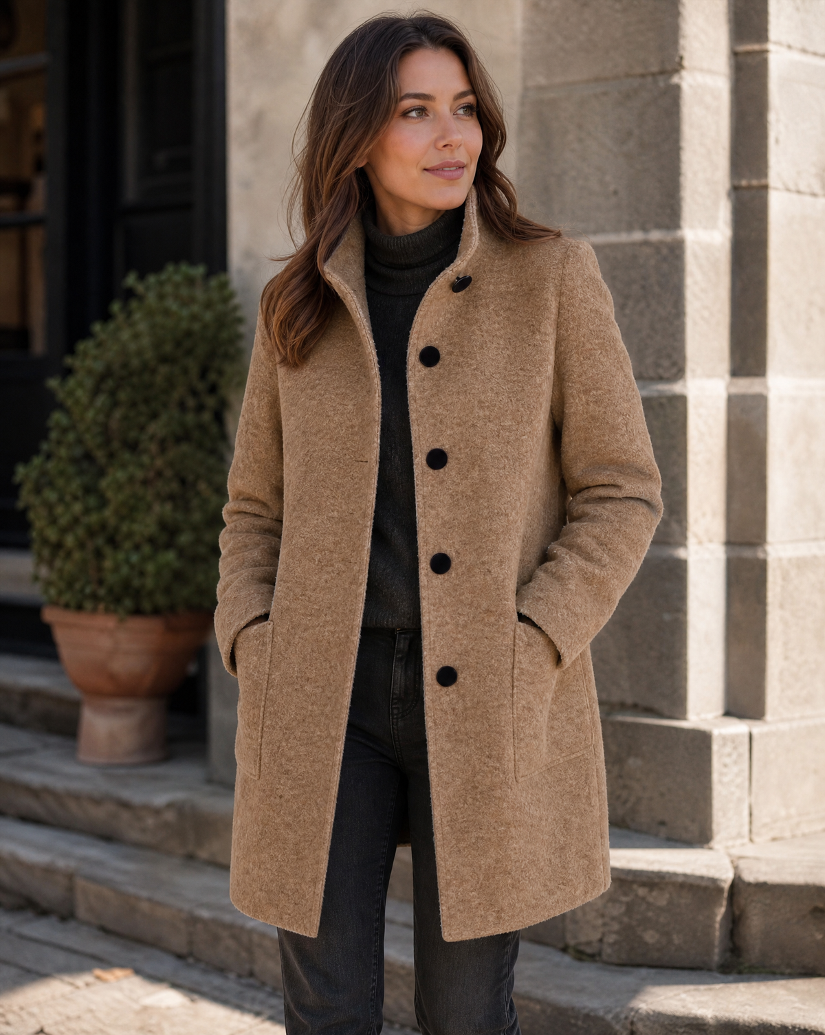 Margaret | Stand Collar Wool Coat