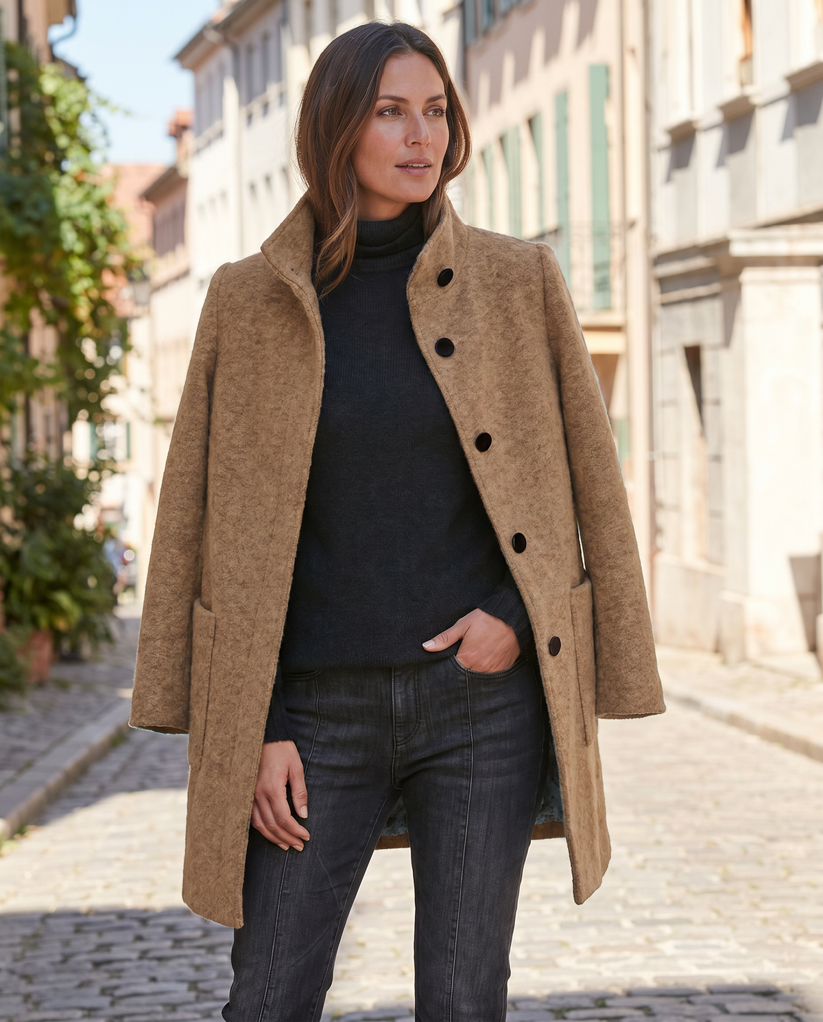 Margaret | Stand Collar Wool Coat