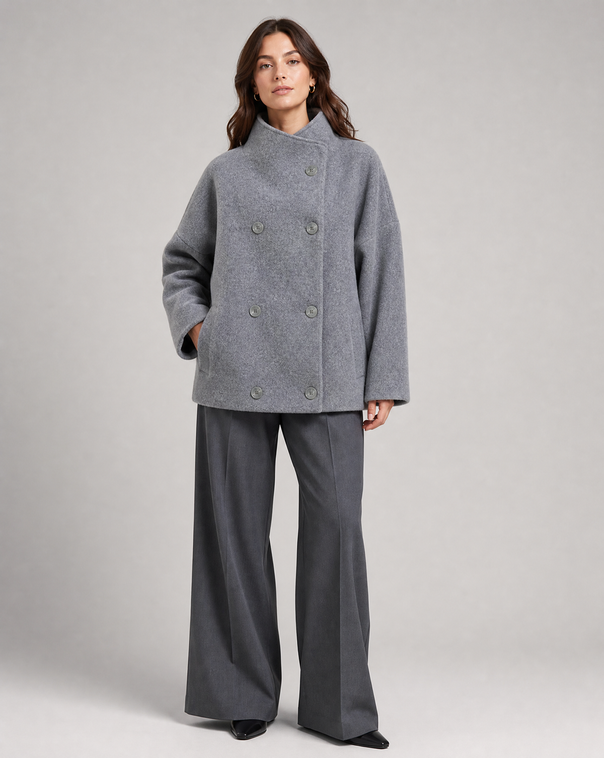 Claire | Stand Collar Pea Coat