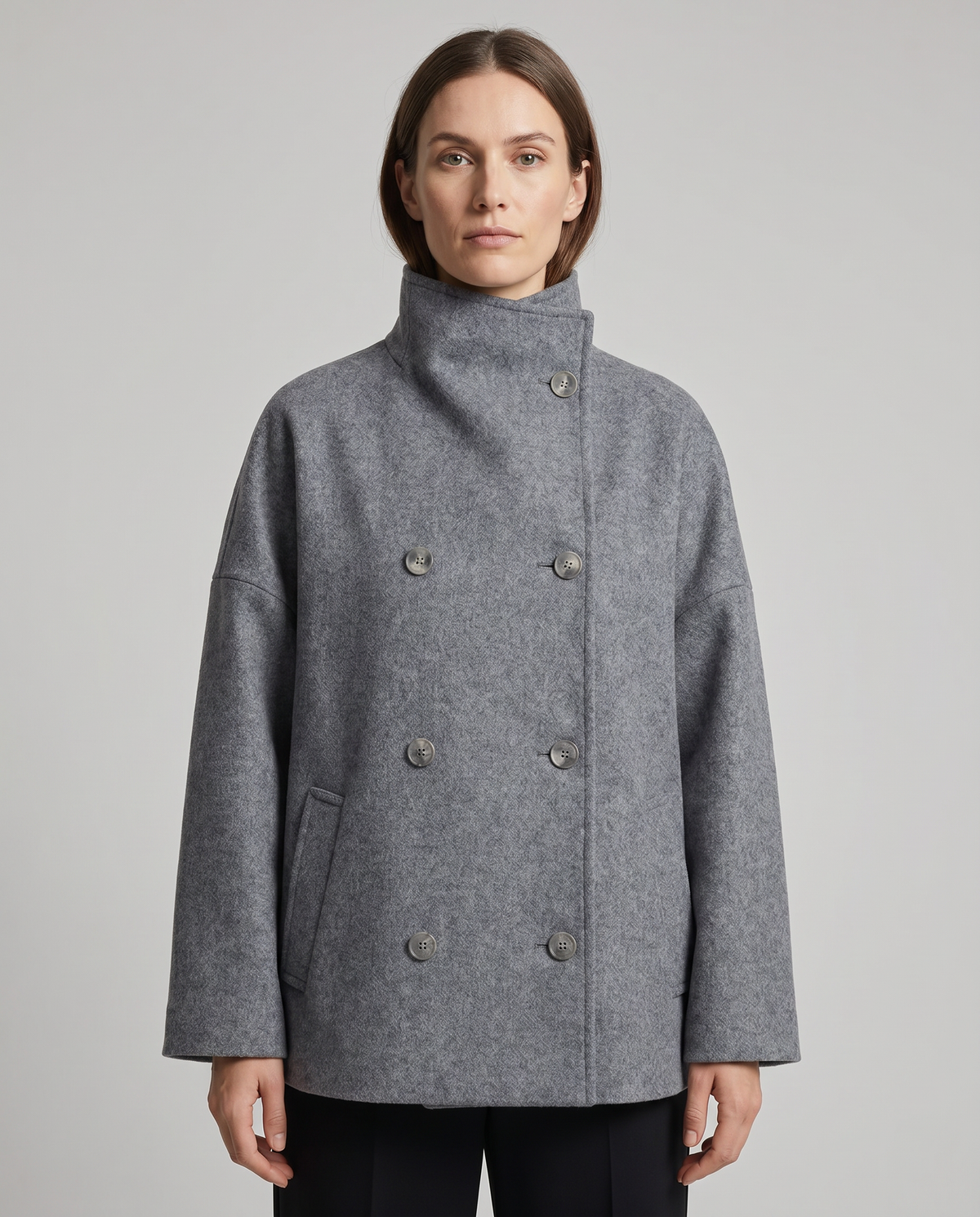 Claire | Stand Collar Pea Coat