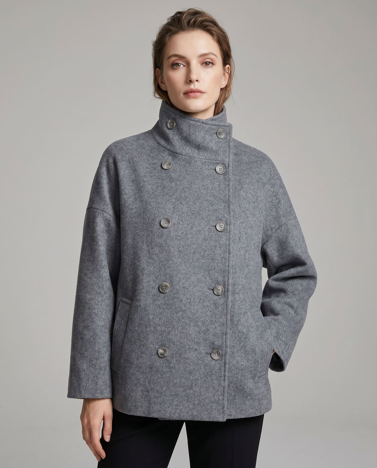 Claire | Stand Collar Pea Coat