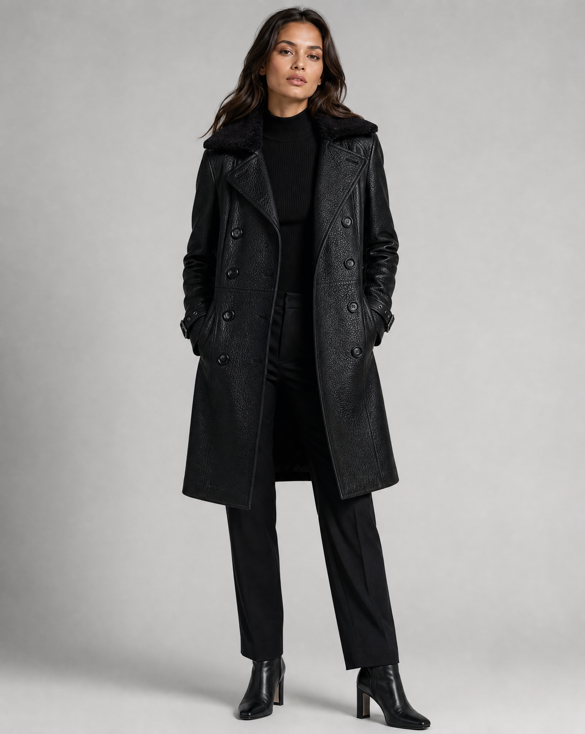 Vivienne | Faux Leather Trench Coat