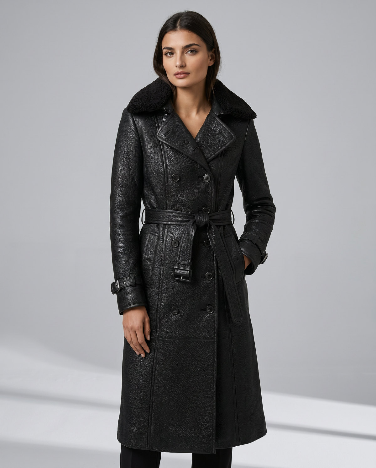 Vivienne | Faux Leather Trench Coat