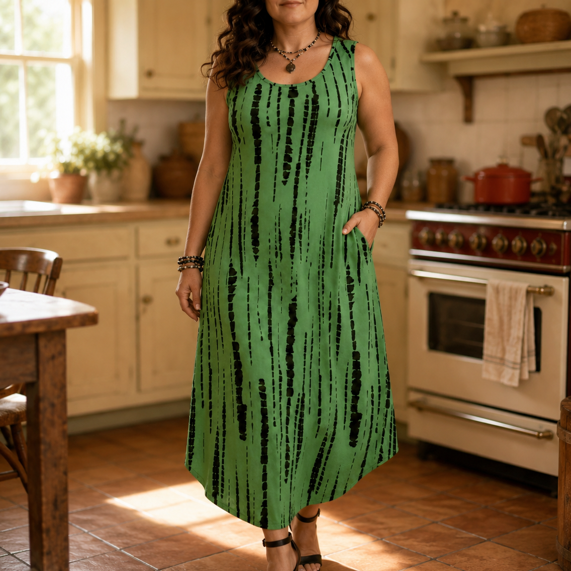 Soliera | Pocketed U-Neck Midi Dress