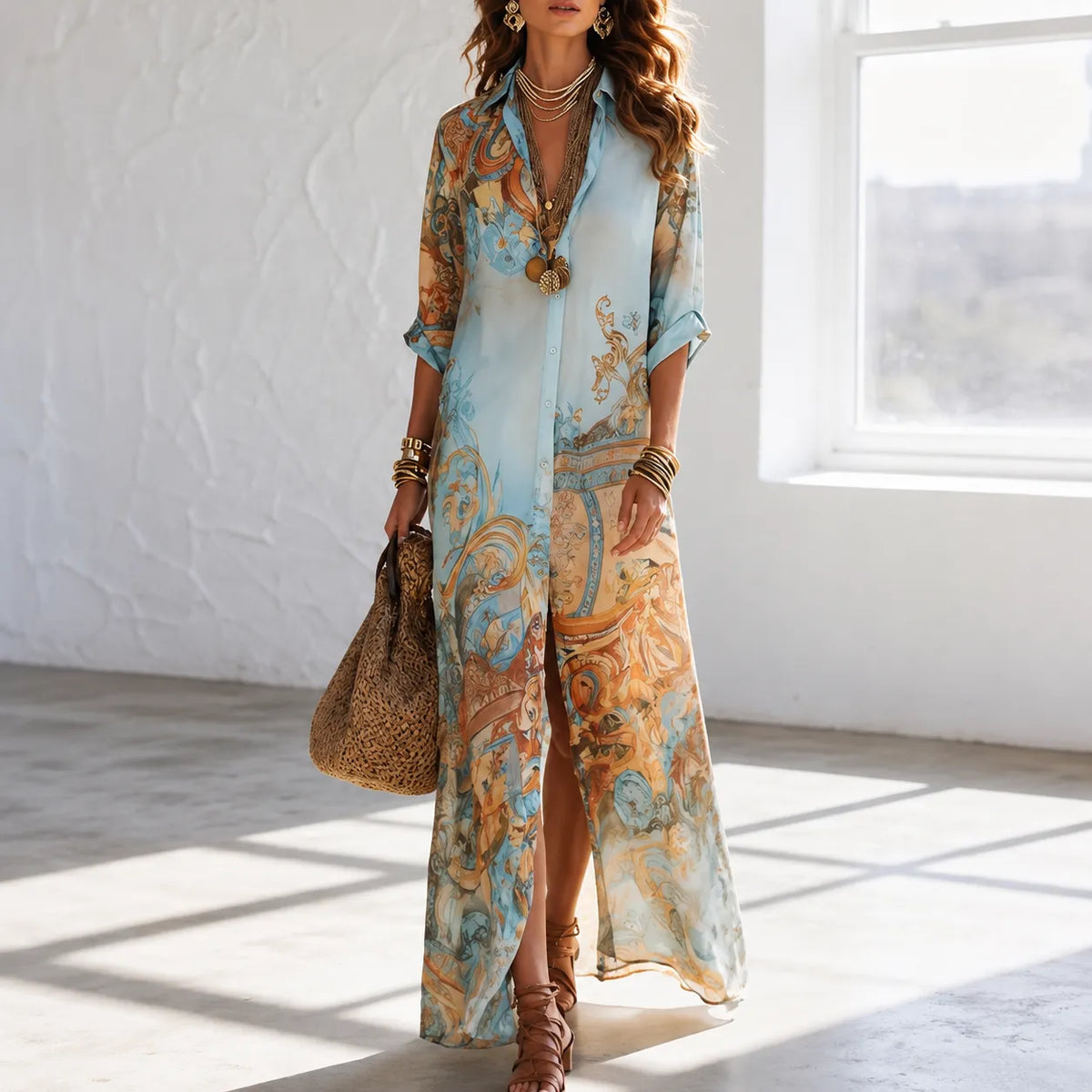Solmare | Baroque Print Maxi Dress