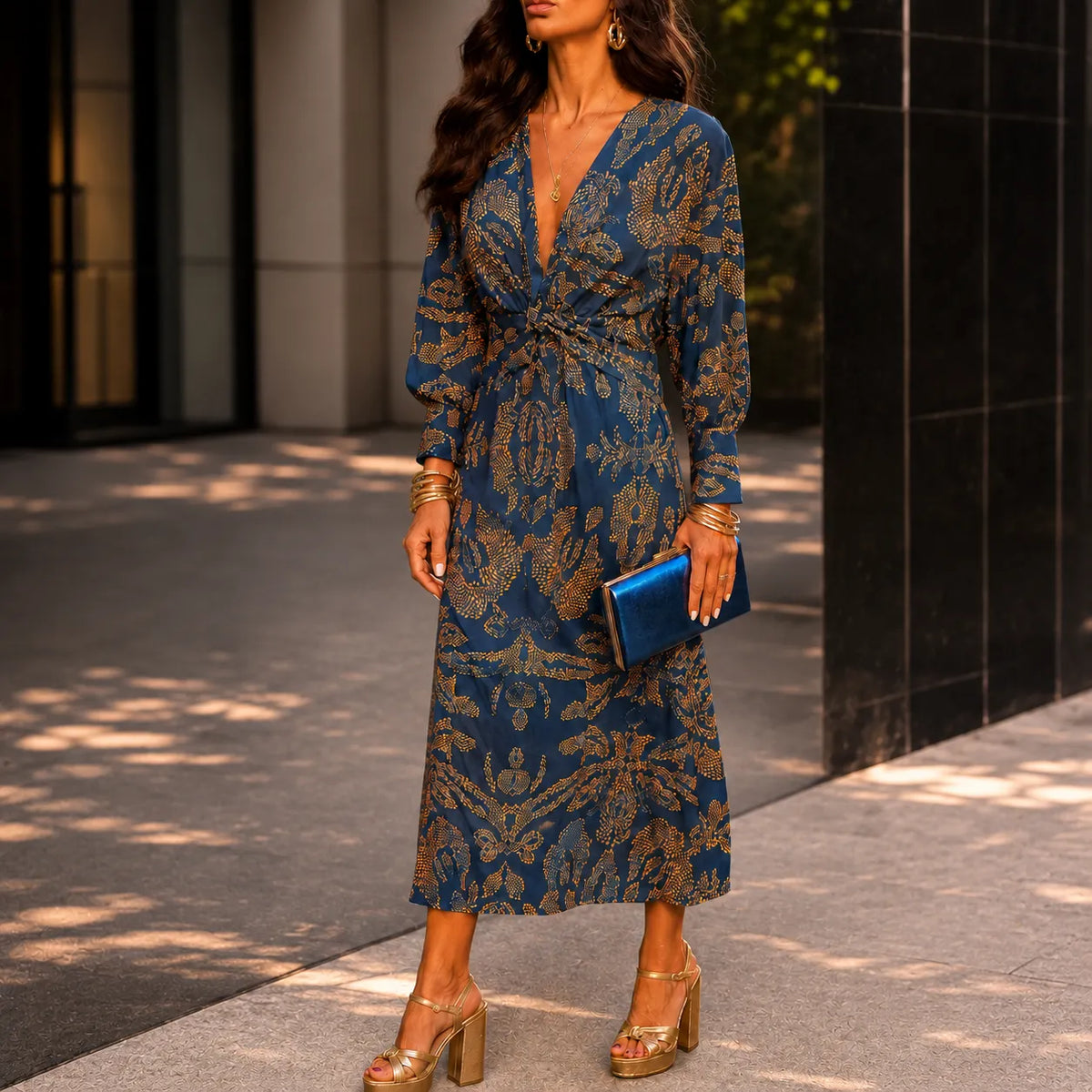 Florenza | Twist-Front Wrap Midi Dress