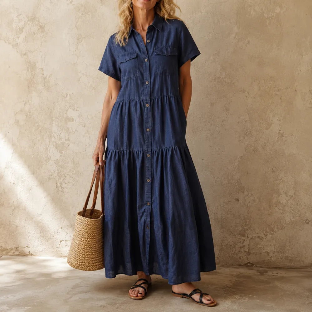 Marielle | Tiered Button-Front Maxi Dress