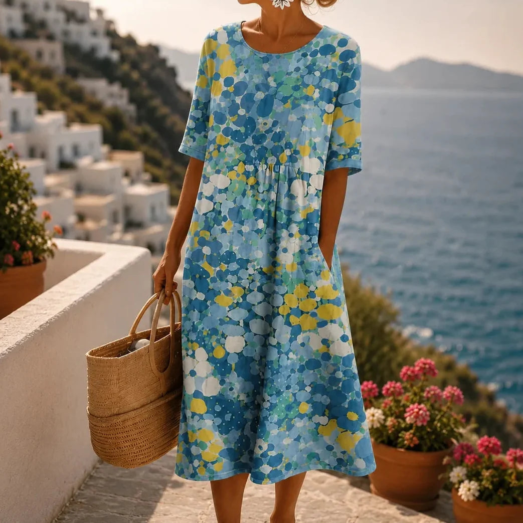 Soleia | Watercolor Print Midi Dress