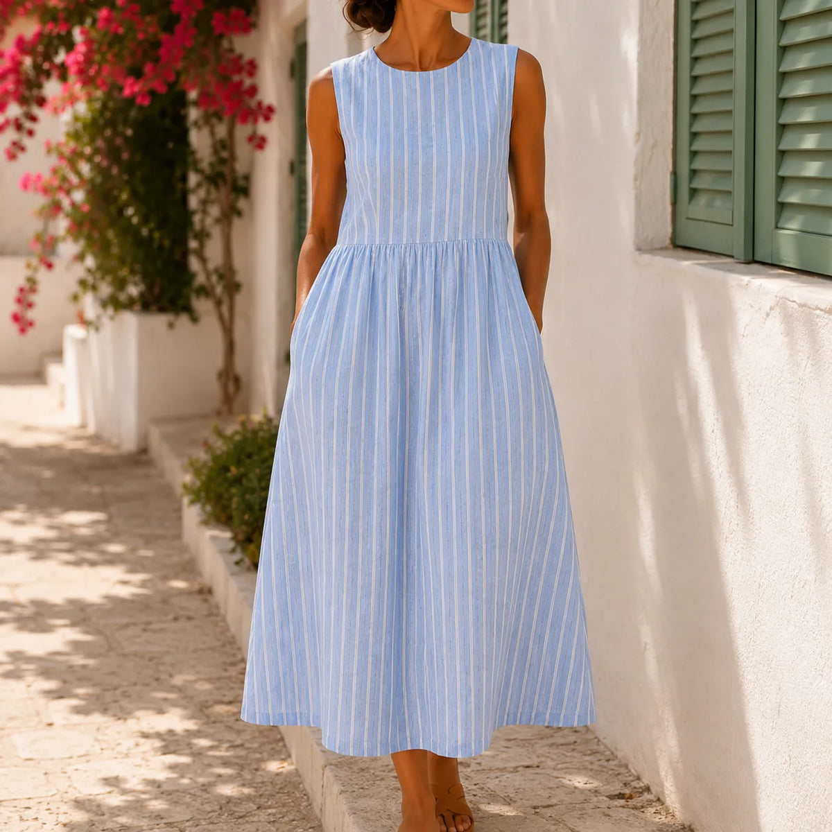 Marella | Striped Drop-Waist Midi Dress