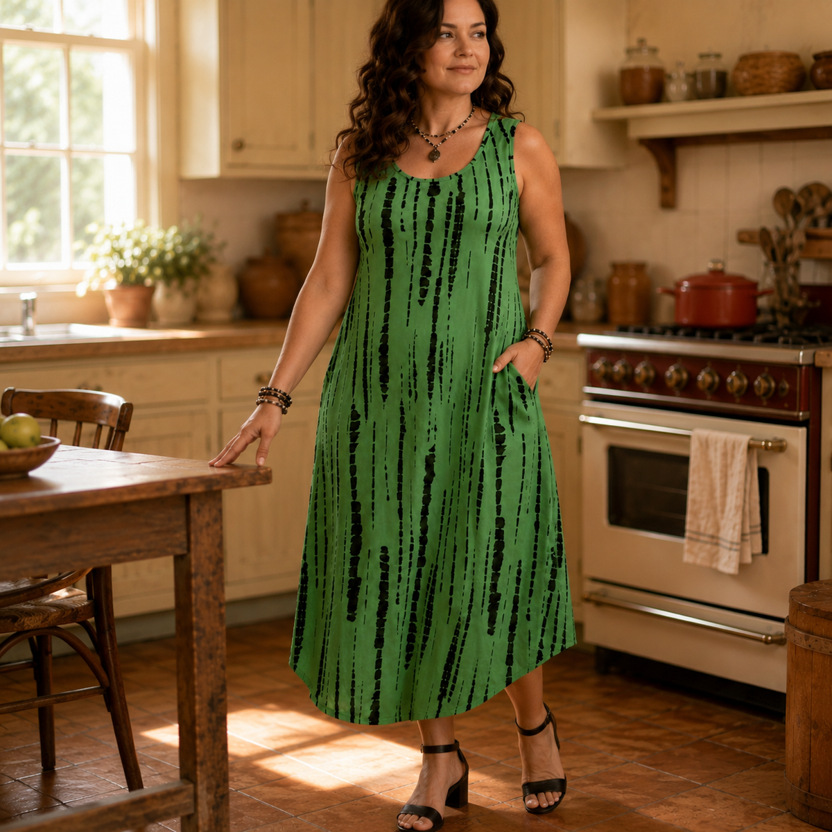 Soliera | Pocketed U-Neck Midi Dress