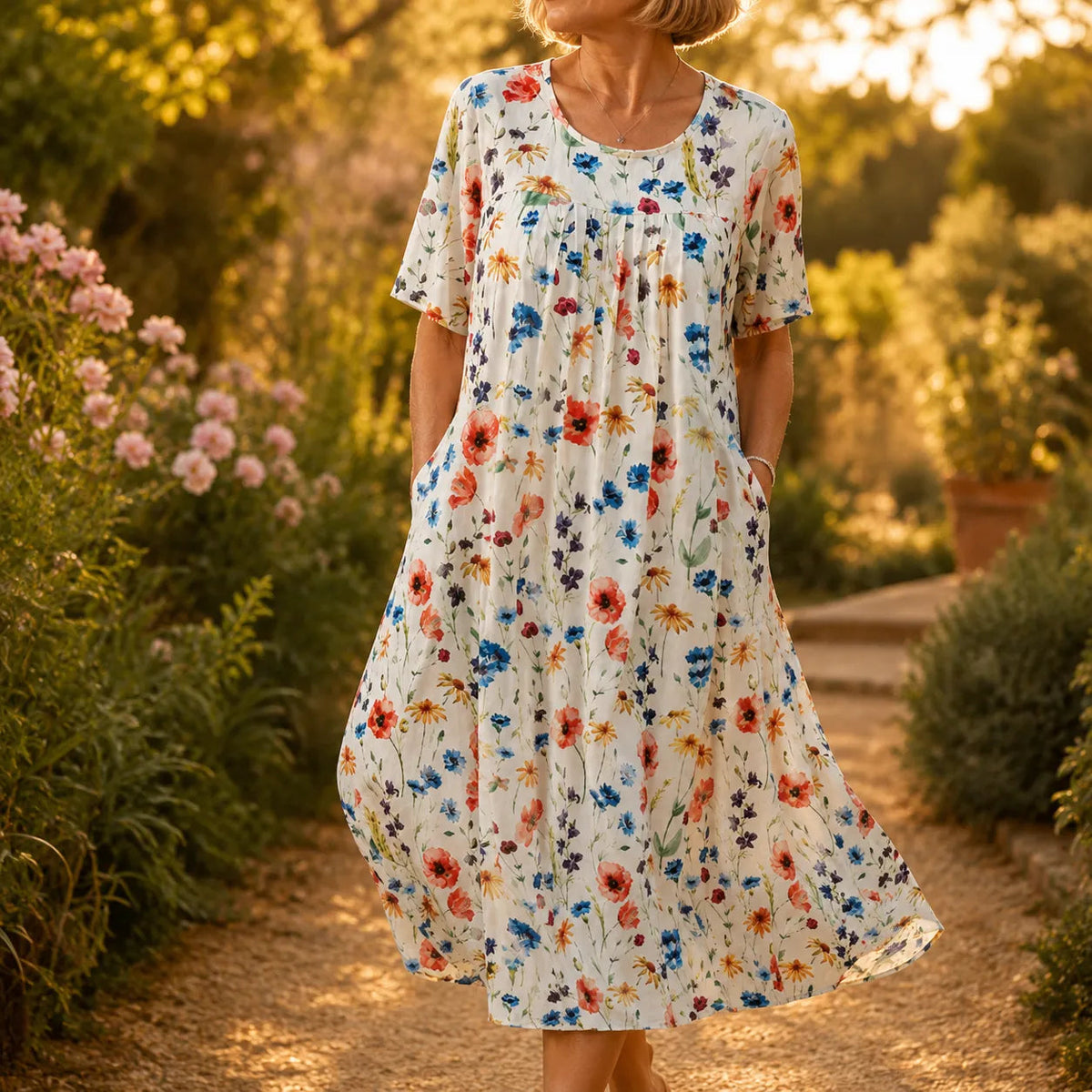 Fiorella | Floral A-Line Midi Dress