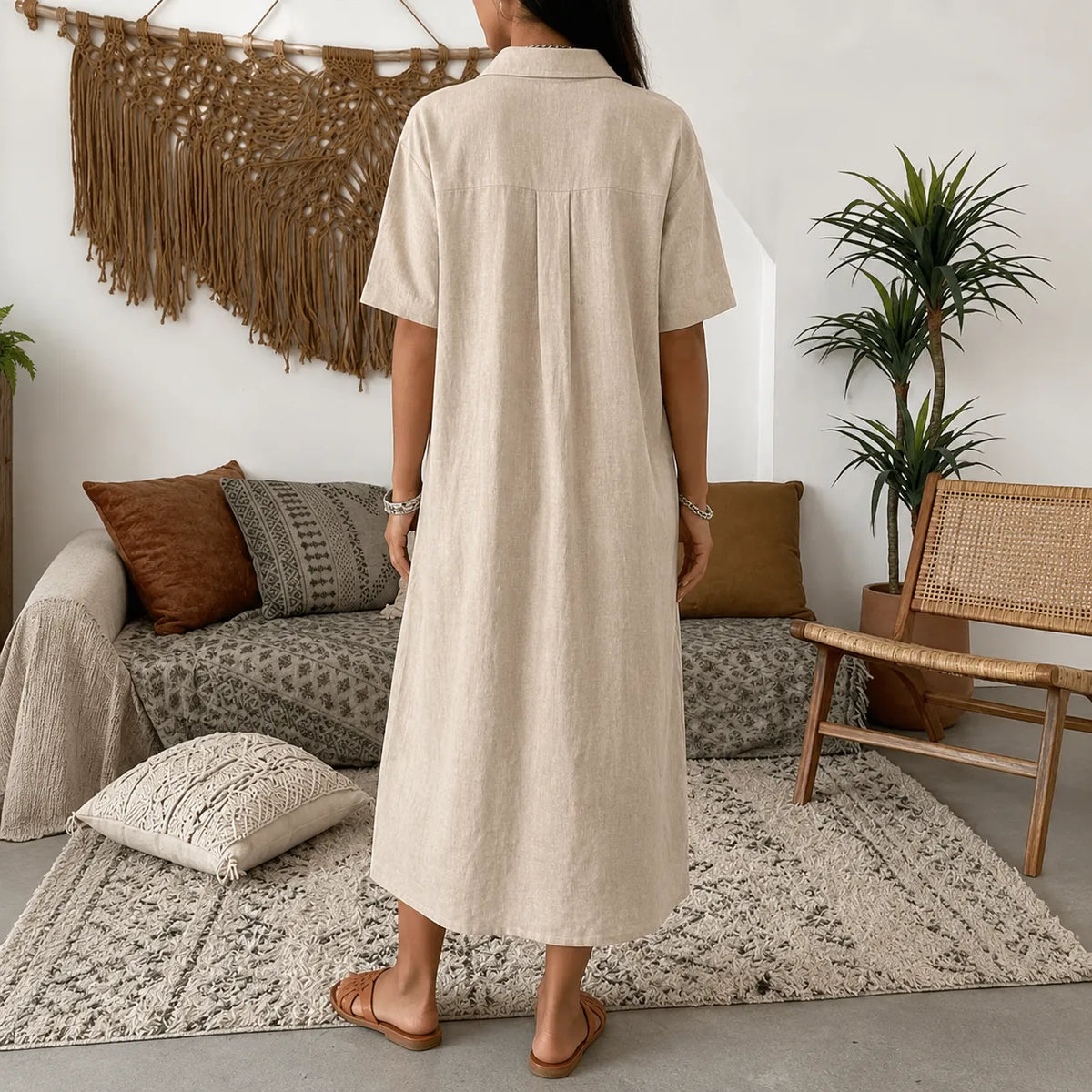 Lunavia | Oversized Linen Midi Dress