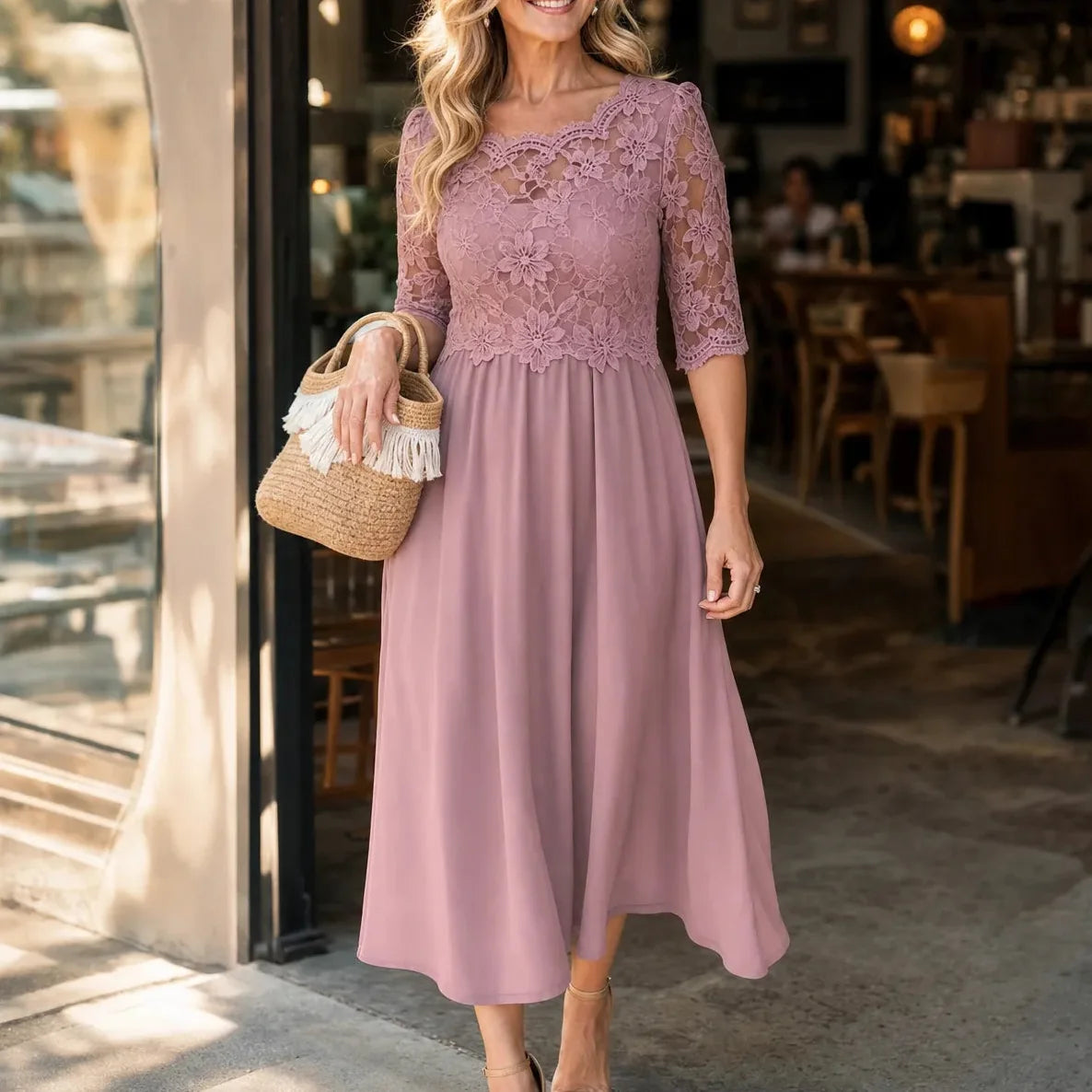 Florenza | Floral Lace Midi Dress