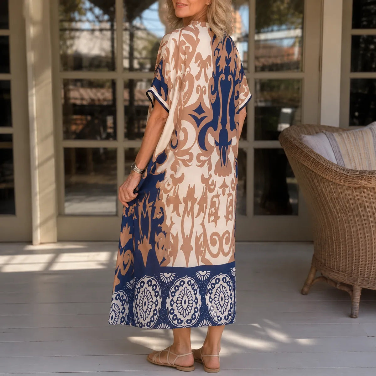 Marivelle | Coastal Damask Midi Dress
