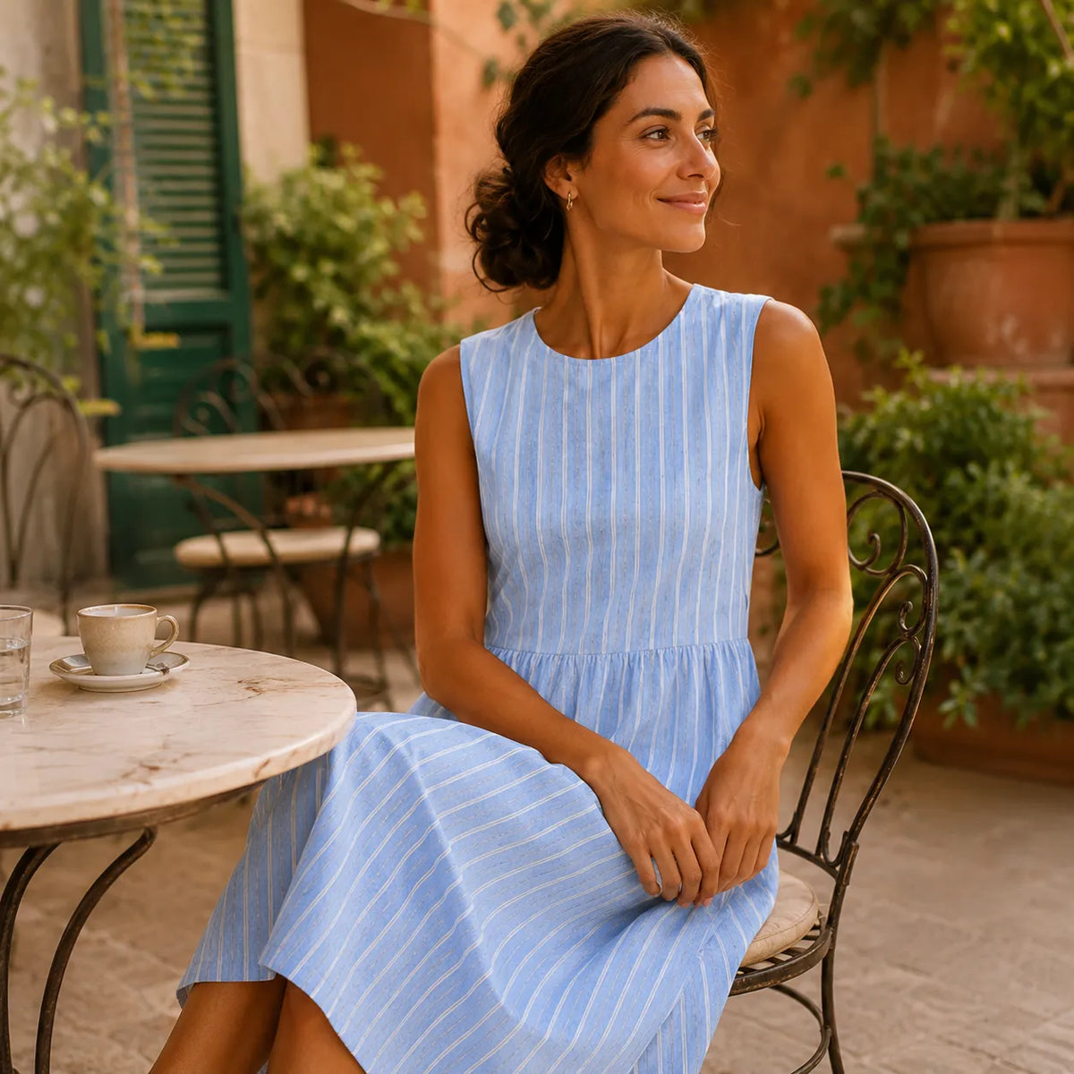 Marella | Striped Drop-Waist Midi Dress