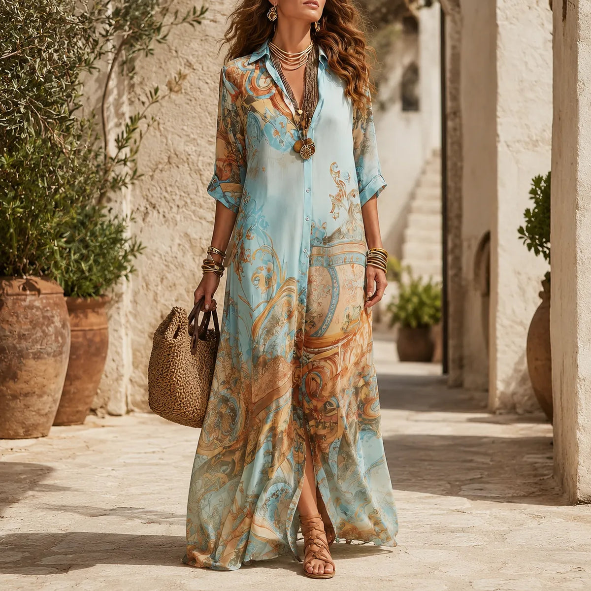 Solmare | Baroque Print Maxi Dress