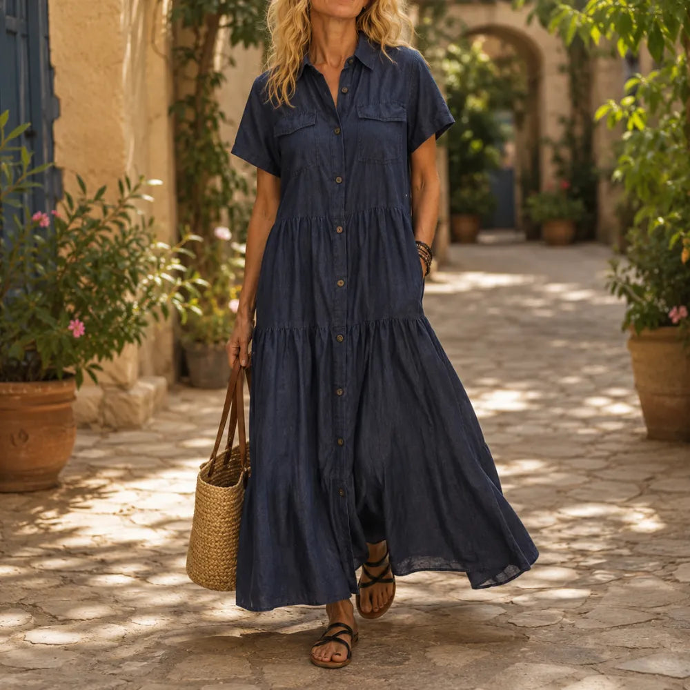 Marielle | Tiered Button-Front Maxi Dress