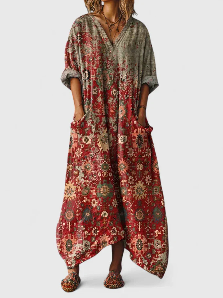 Indra | Boho Paisley Maxi Dress