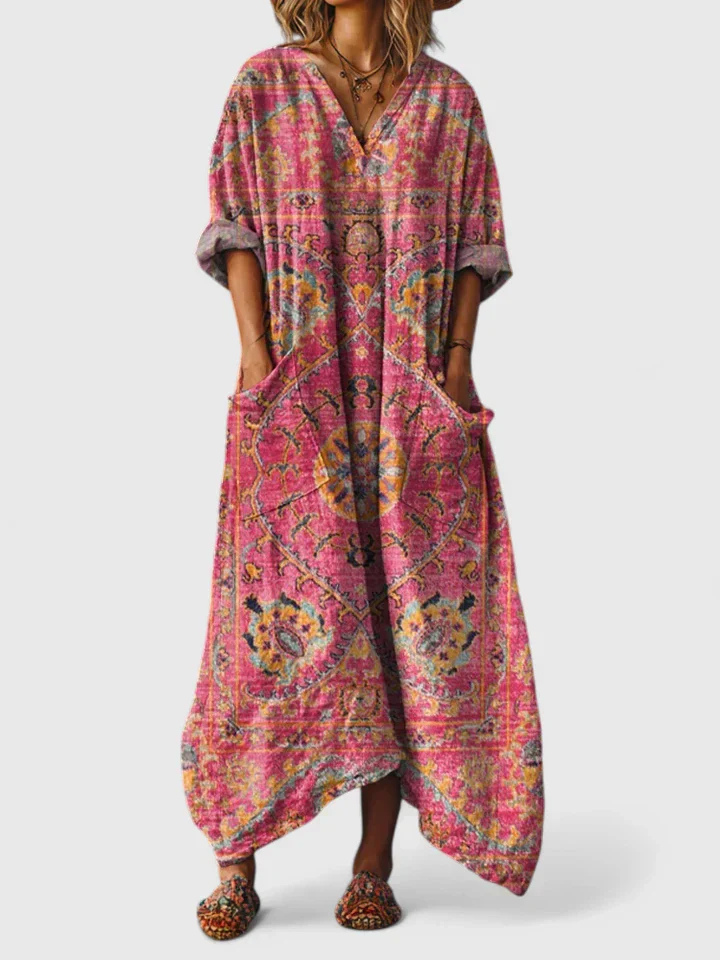 Indra | Boho Paisley Maxi Dress