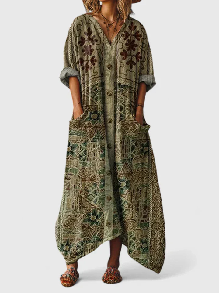 Indra | Boho Paisley Maxi Dress