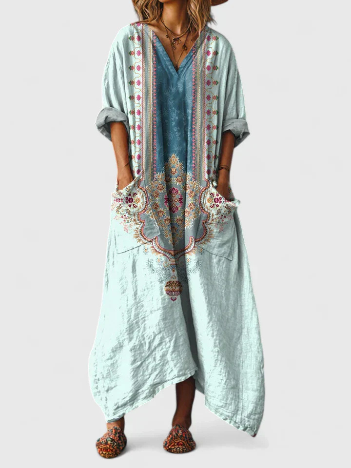 Indra | Boho Paisley Maxi Dress
