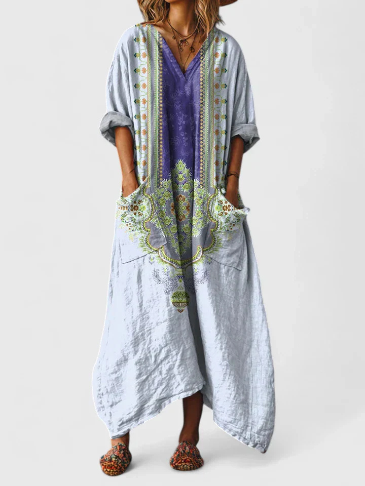 Indra | Boho Paisley Maxi Dress