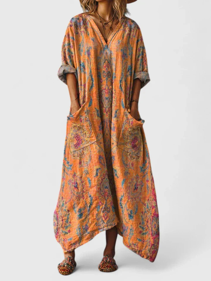 Indra | Boho Paisley Maxi Dress