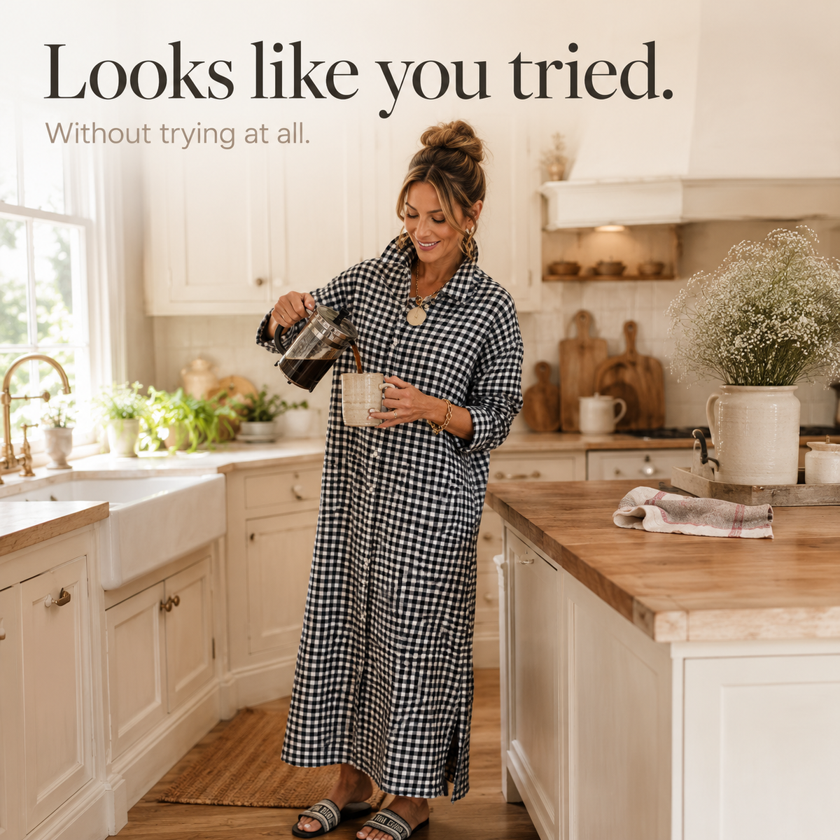 Harlowe | Gingham Maxi Shirt Dress