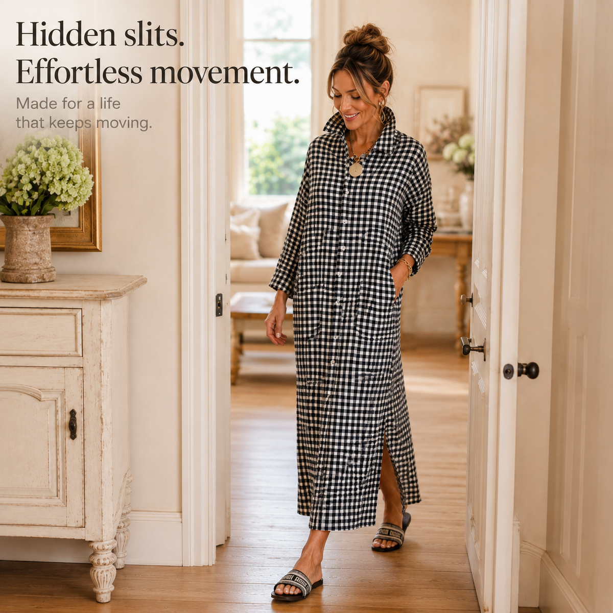 Harlowe | Gingham Maxi Shirt Dress