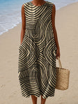 Jade | Black & White Line Midi Dress