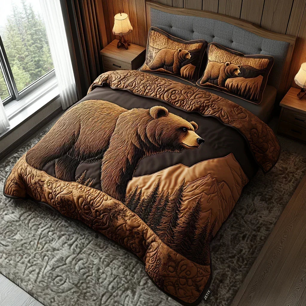 Woodland Animals 3-Piece Quilted Bedding Set