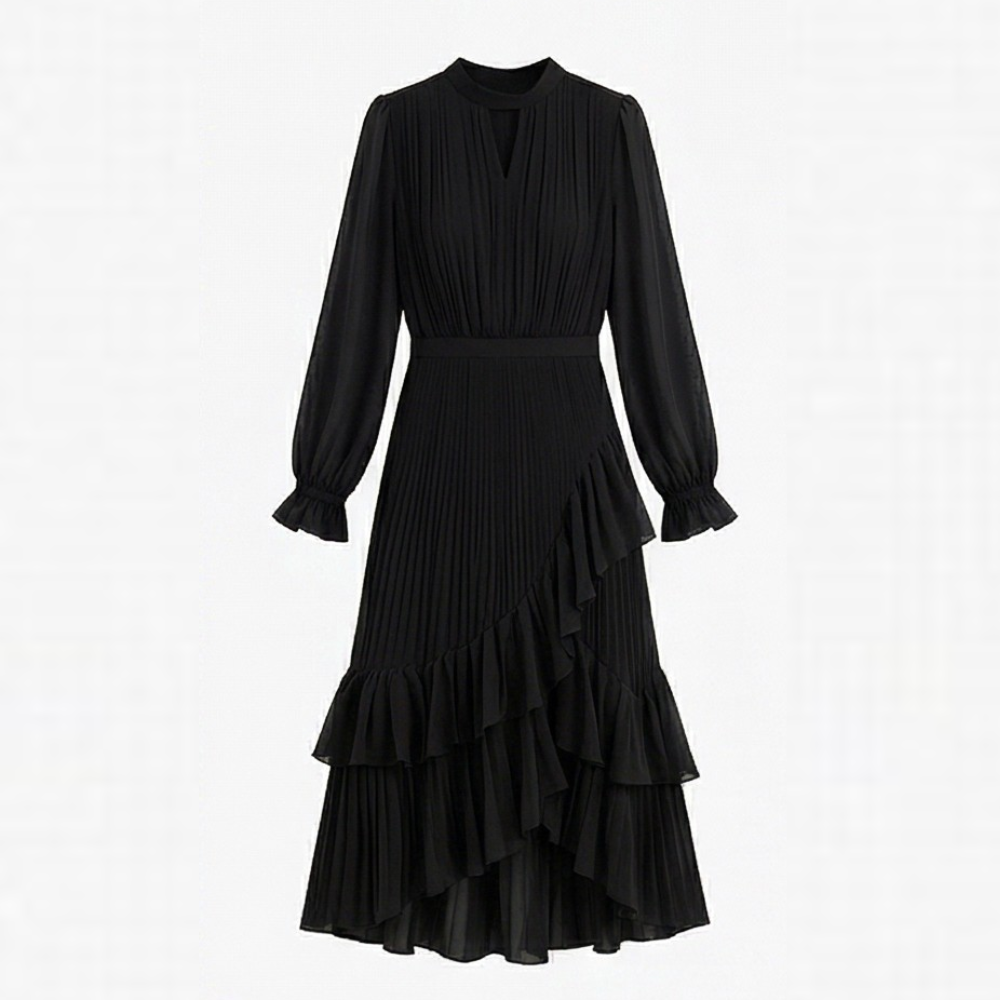 Keyfa | Pleated Ruffle Midi Dress