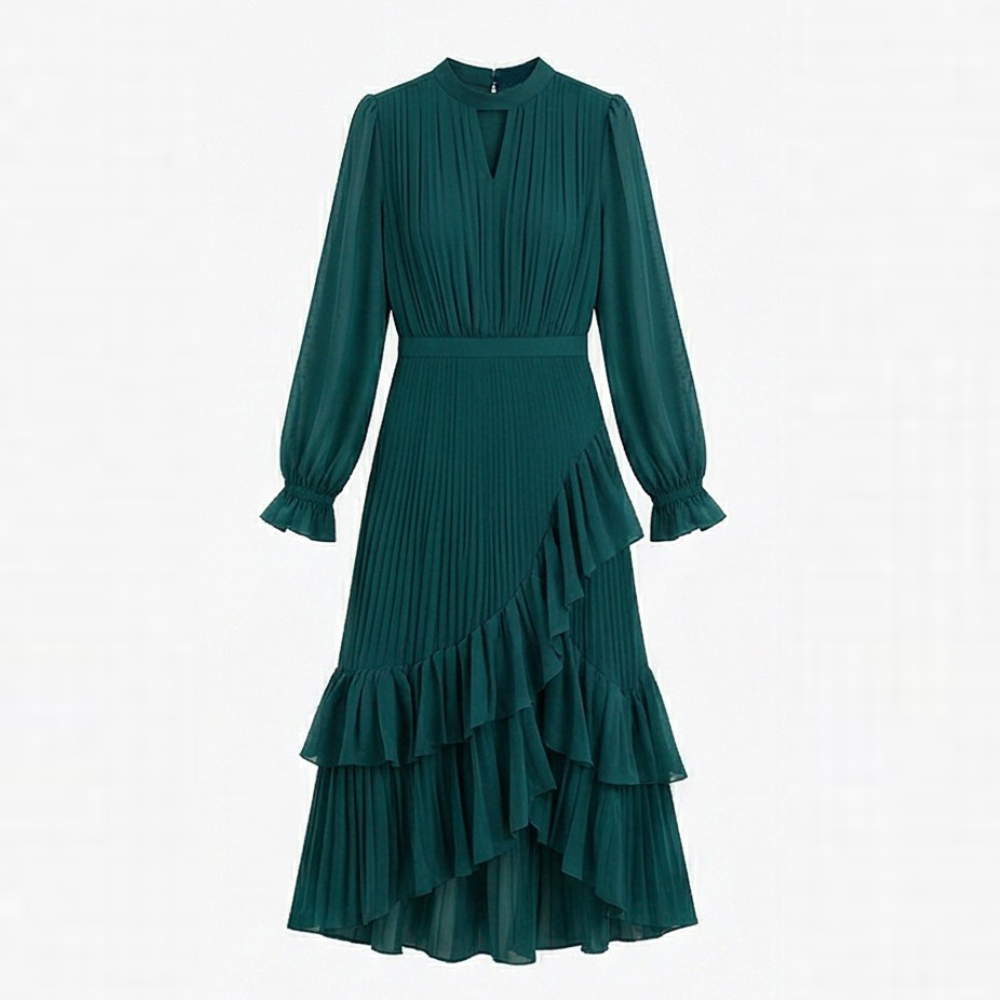 Keyfa | Pleated Ruffle Midi Dress