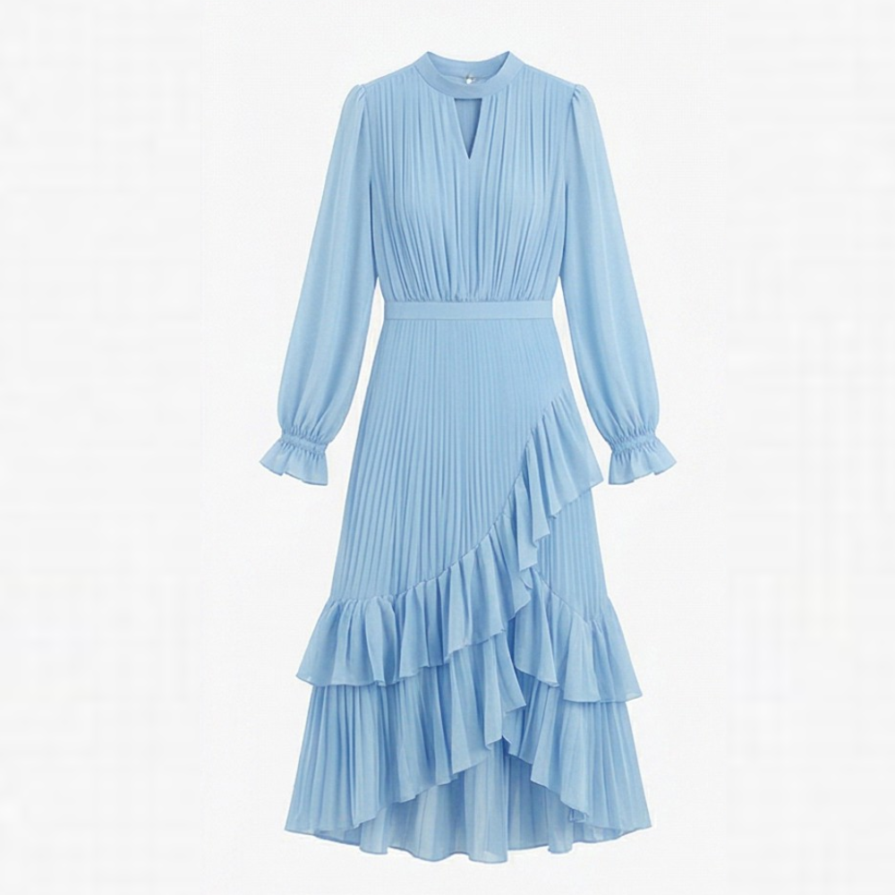 Keyfa | Pleated Ruffle Midi Dress