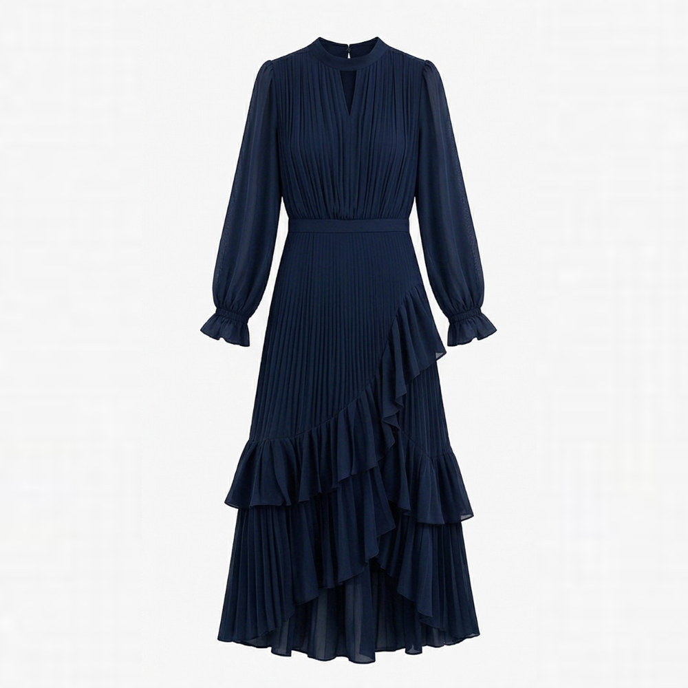 Keyfa | Pleated Ruffle Midi Dress