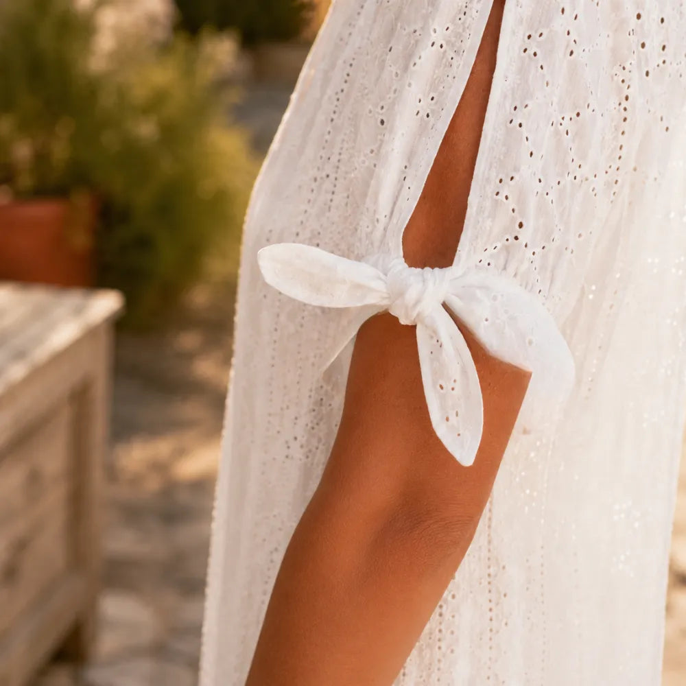 Lunavia | Eyelet Tie-Sleeve Midi Dress