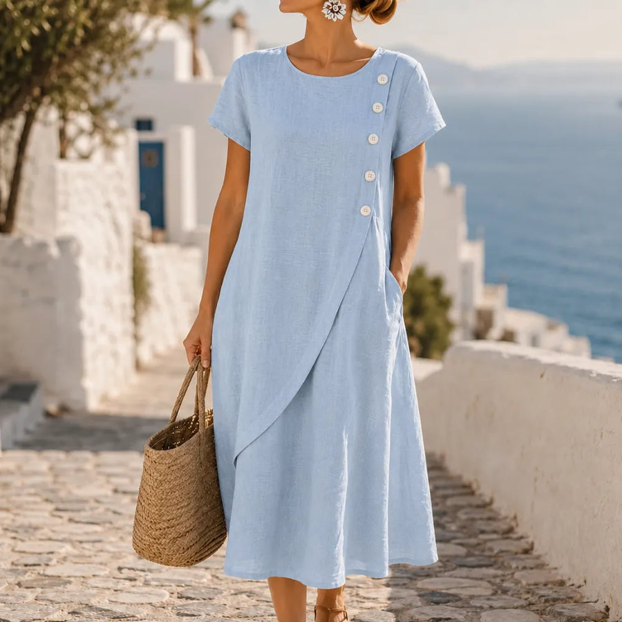 Sumlor | Asymmetric Button Midi Dress
