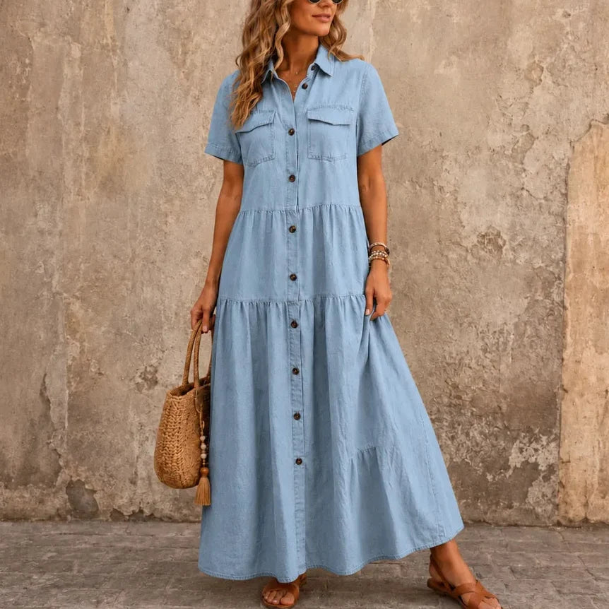 Marielle | Tiered Button-Front Maxi Dress